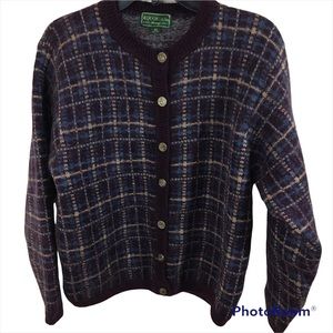 Vintage Mohair Blend Cardigan Sweater Size Medium 14/16 Equorian Heritage